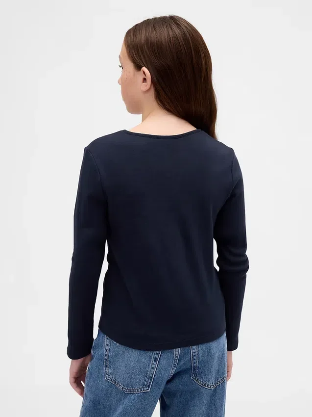 T-shirt ajusté pour enfant avec nœud et encolure en forme de trou de serrure
