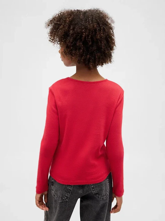T-shirt ajusté pour enfant avec nœud et encolure en forme de trou de serrure