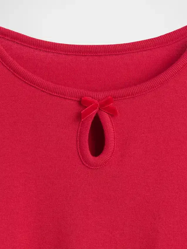 T-shirt ajusté pour enfant avec nœud et encolure en forme de trou de serrure
