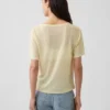T-shirt ample à col en V en mélange de lin