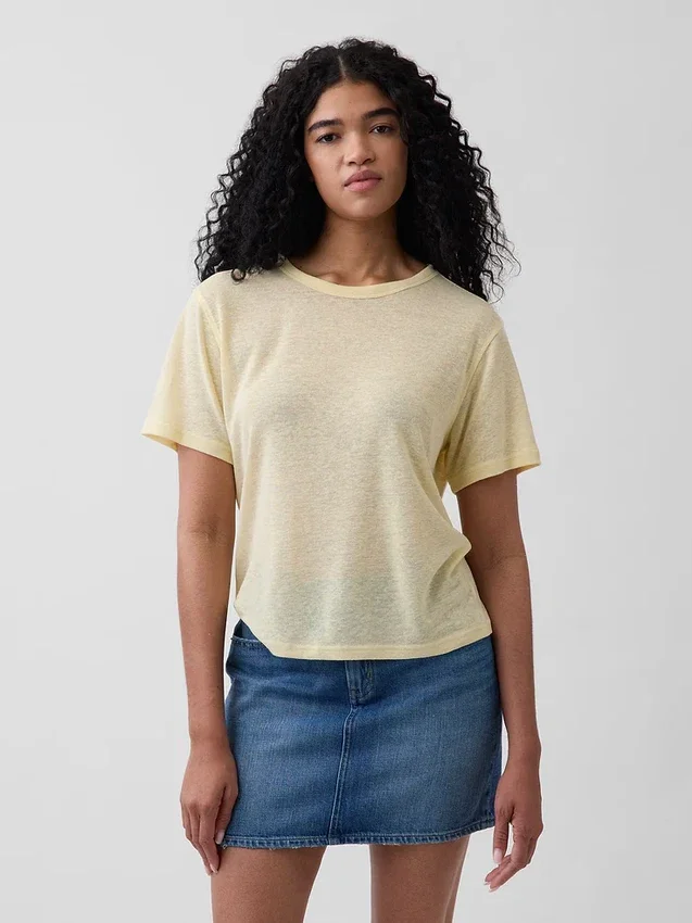 T-shirt ample en mélange de lin
