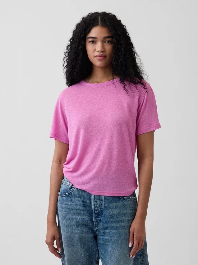 T-shirt ample en mélange de lin