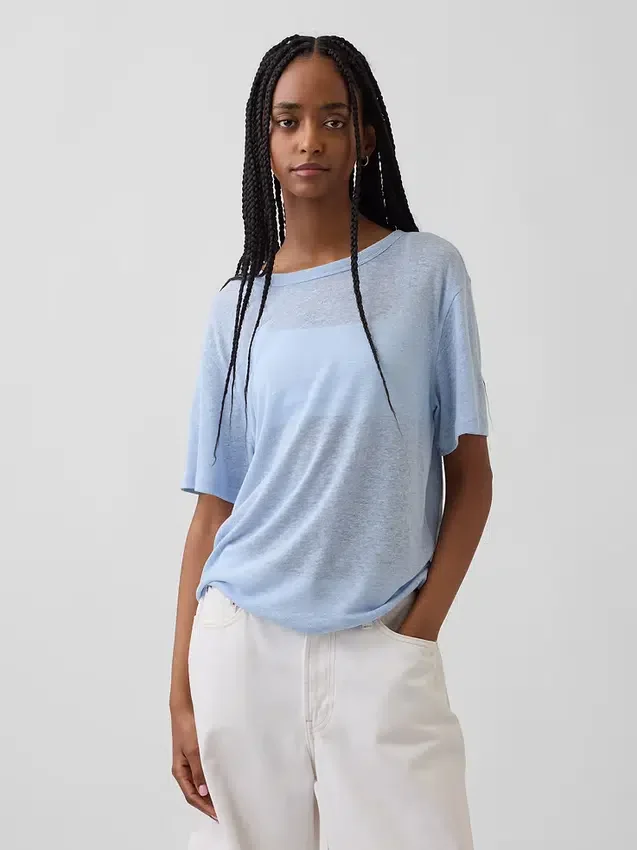 T-shirt ample en mélange de lin