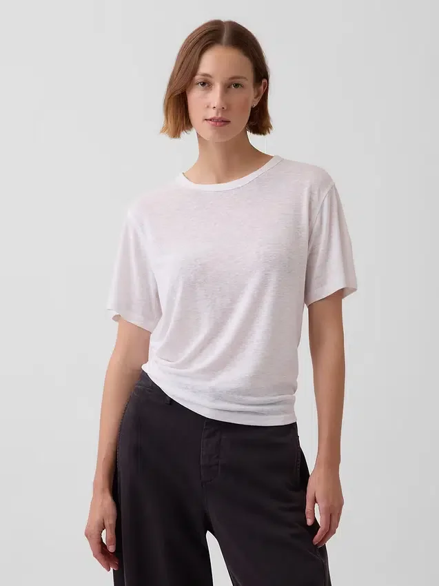 T-shirt ample en mélange de lin