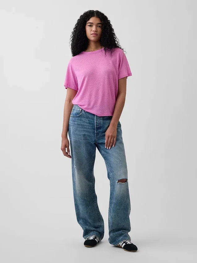 T-shirt ample en mélange de lin