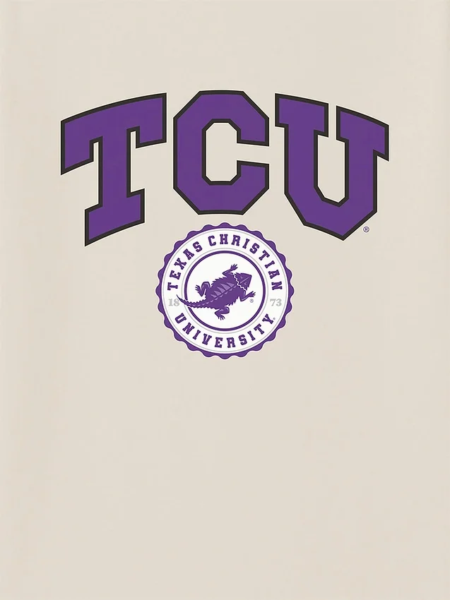 T-shirt avec le logo « Collegiate Seal » de la TCU (Texas Christian University) en version graphique foncée