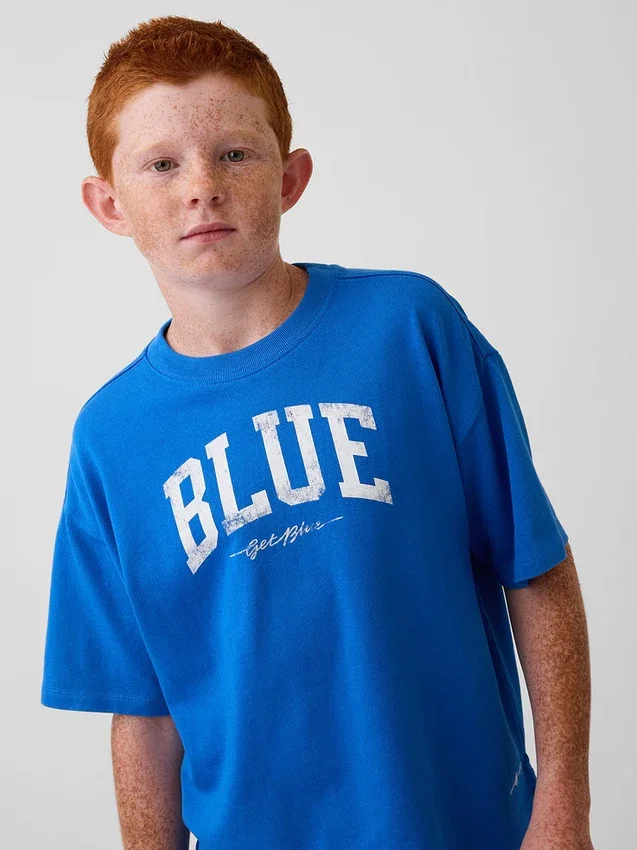 T-shirt bleu pour enfants « Relaxed Logo »
