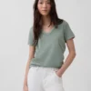 T-shirt à col en V Vintagesoft en coton bio