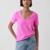 T-shirt à col en V Vintagesoft en coton bio