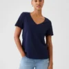 T-shirt à col en V Vintagesoft en coton bio