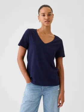 T-shirt à col en V Vintagesoft en coton bio