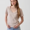 T-shirt à col en V Vintagesoft en coton bio