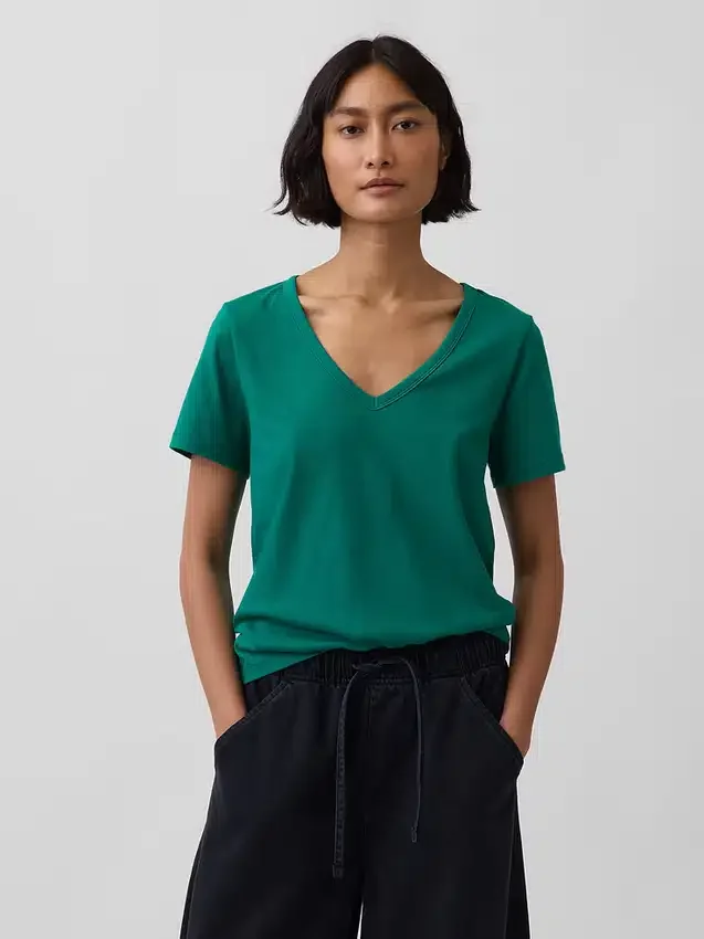 T-shirt à col en V Vintagesoft en coton bio