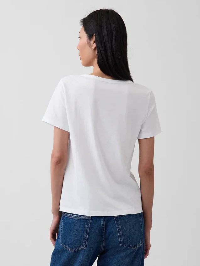 T-shirt à col en V Vintagesoft en coton bio