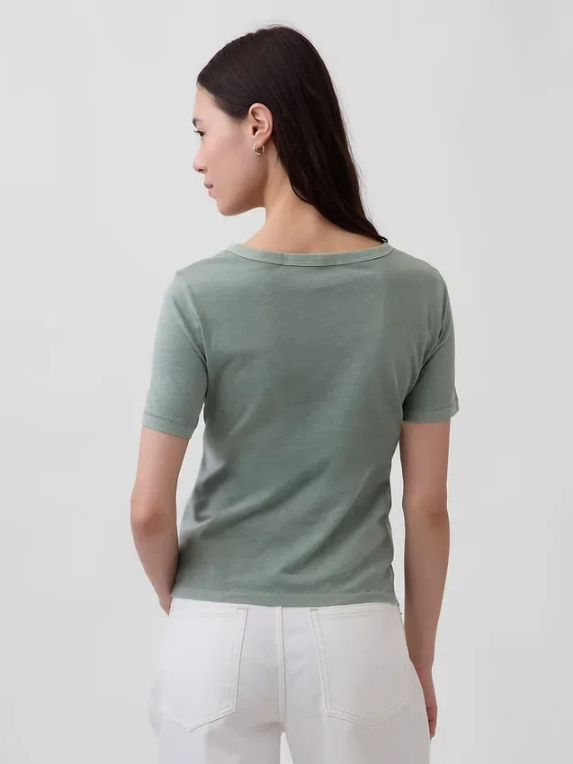 T-shirt à col en V Vintagesoft en coton bio