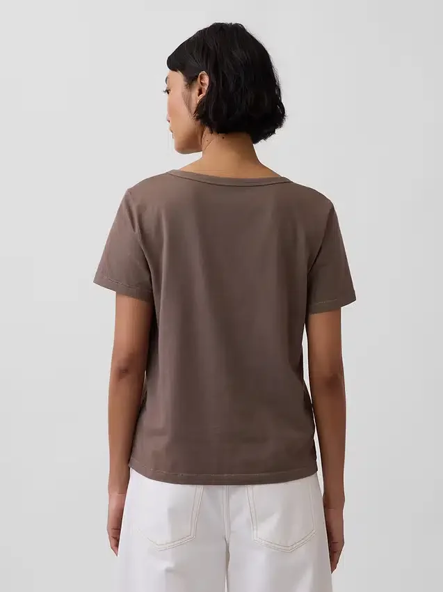 T-shirt à col en V Vintagesoft en coton bio