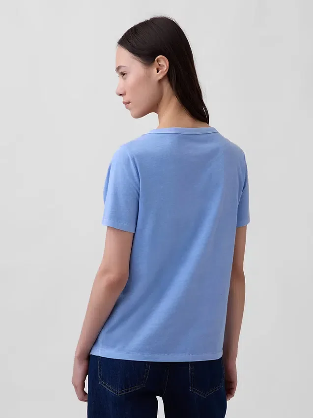 T-shirt à col en V Vintagesoft en coton bio