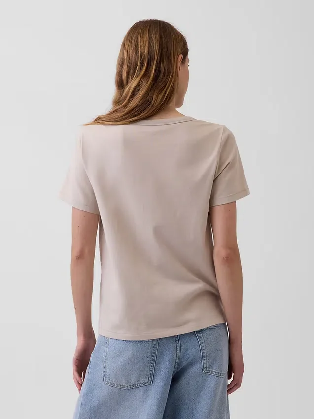 T-shirt à col en V Vintagesoft en coton bio