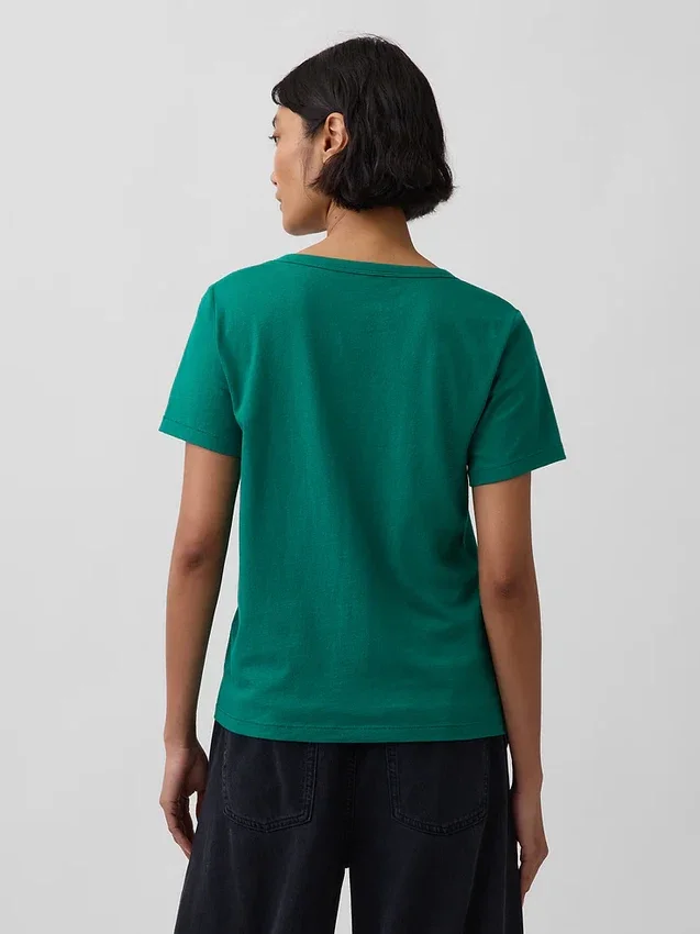 T-shirt à col en V Vintagesoft en coton bio