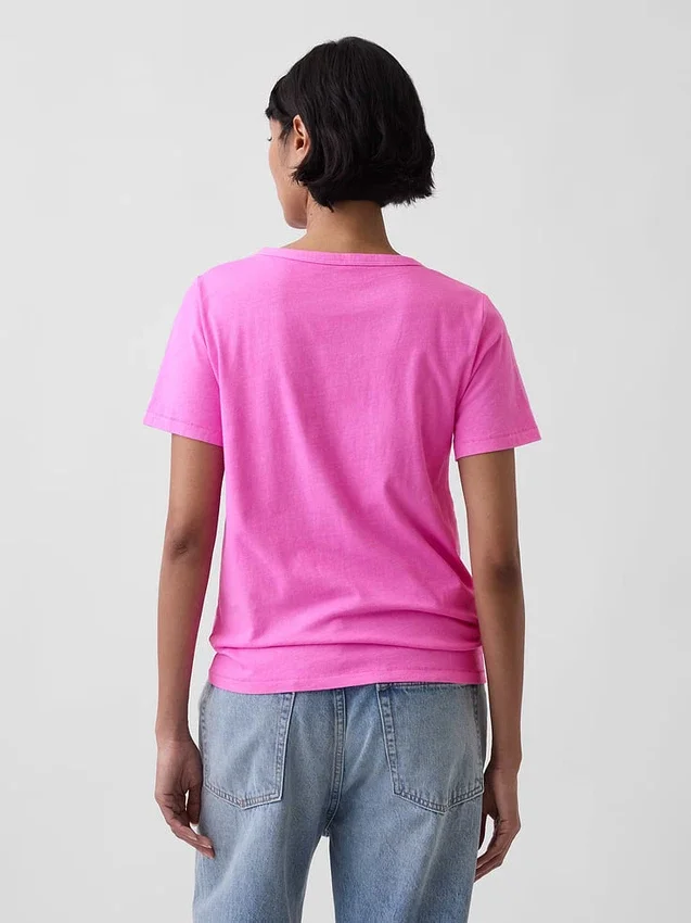 T-shirt à col en V Vintagesoft en coton bio