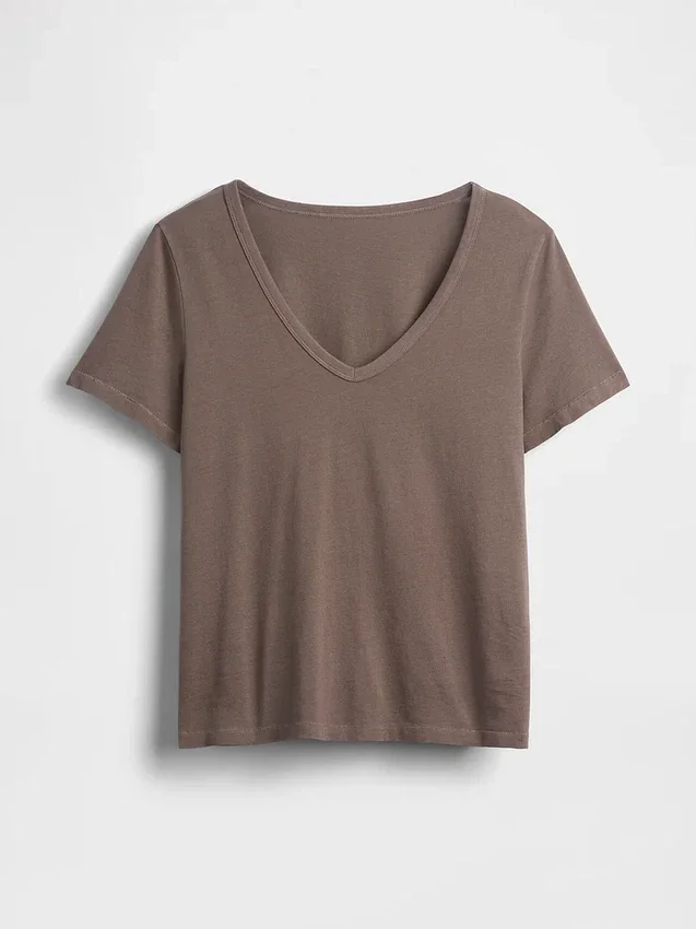 T-shirt à col en V Vintagesoft en coton bio