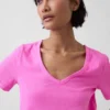 T-shirt à col en V Vintagesoft en coton bio