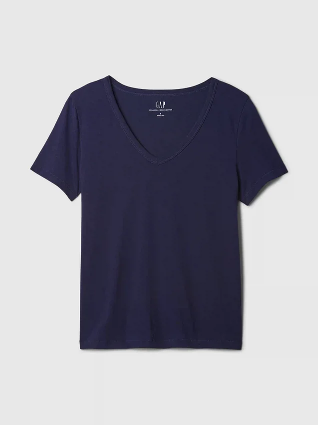 T-shirt à col en V Vintagesoft en coton bio