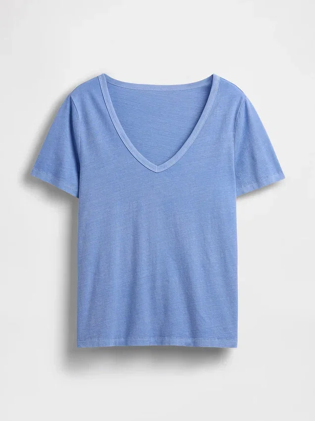 T-shirt à col en V Vintagesoft en coton bio