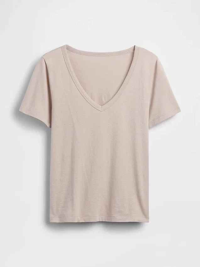 T-shirt à col en V Vintagesoft en coton bio