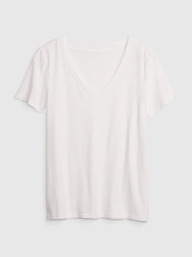 T-shirt à col en V Vintagesoft en coton bio