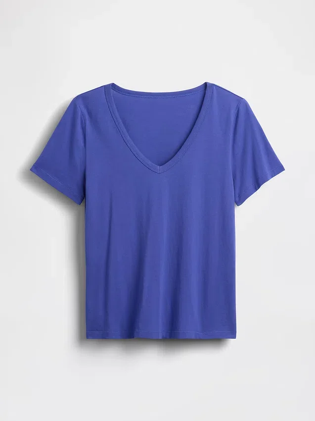T-shirt à col en V Vintagesoft en coton bio