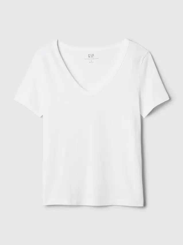 T-shirt à col en V Vintagesoft en coton bio