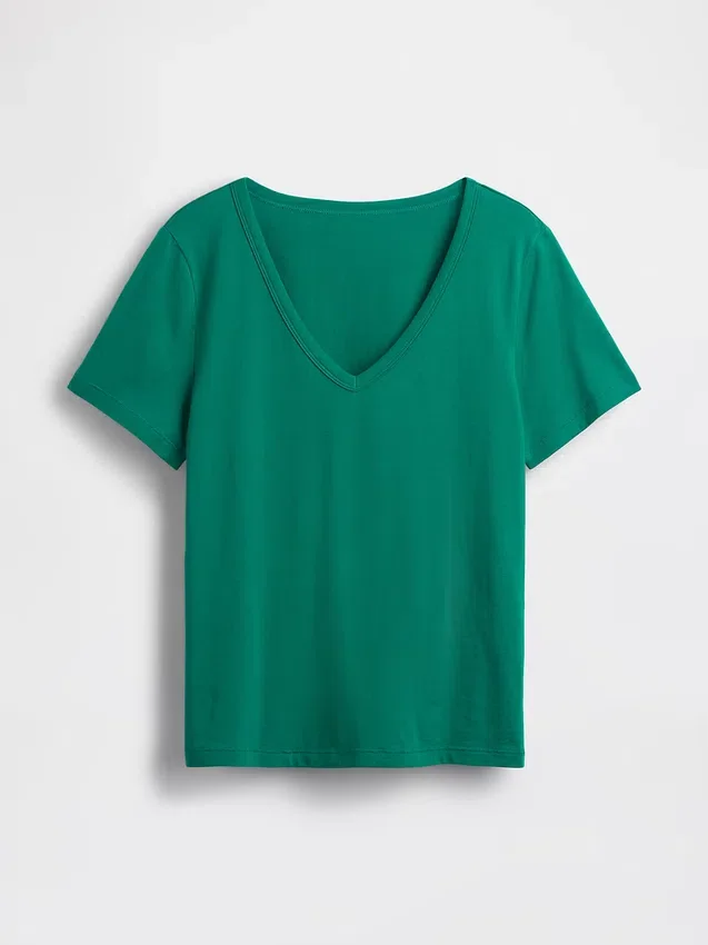 T-shirt à col en V Vintagesoft en coton bio