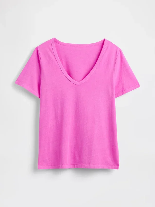 T-shirt à col en V Vintagesoft en coton bio