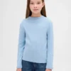 T-shirt à col montant en coton côtelé pour enfant