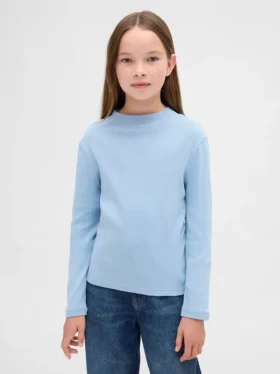 T-shirt à col montant en coton côtelé pour enfant
