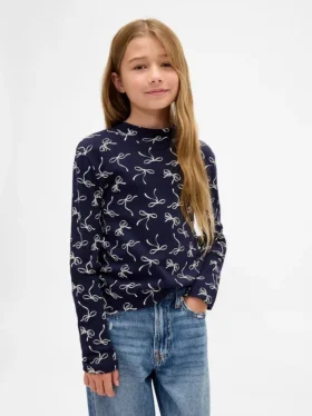 T-shirt à col montant en coton côtelé pour enfant