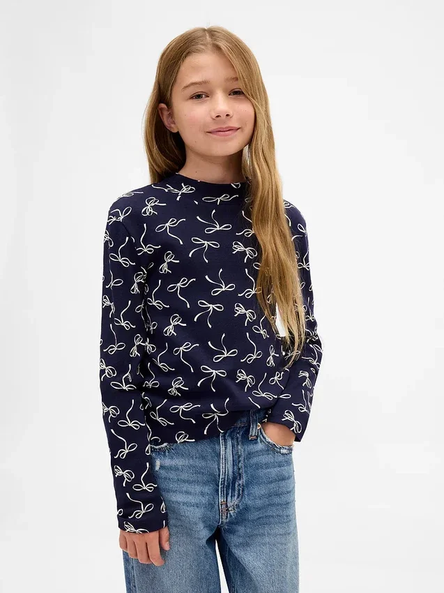 T-shirt à col montant en coton côtelé pour enfant