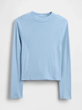 T-shirt à col montant en coton côtelé pour enfant