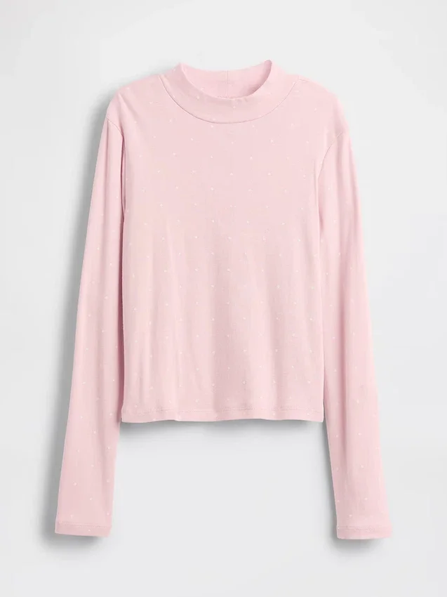 T-shirt à col montant en coton côtelé pour enfant