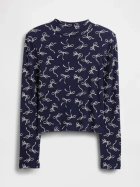 T-shirt à col montant en coton côtelé pour enfant