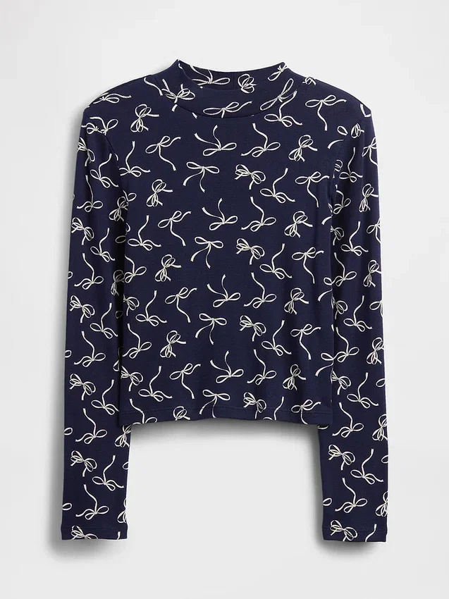 T-shirt à col montant en coton côtelé pour enfant