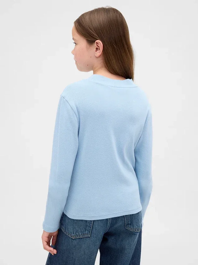 T-shirt à col montant en coton côtelé pour enfant