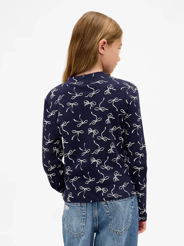 T-shirt à col montant en coton côtelé pour enfant
