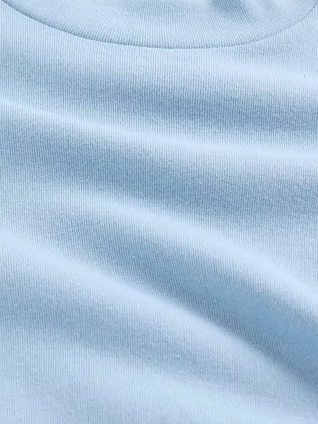 T-shirt à col montant en coton côtelé pour enfant
