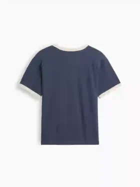 T-shirt à col rond et bordures contrastées pour enfant, imprimé « New York »