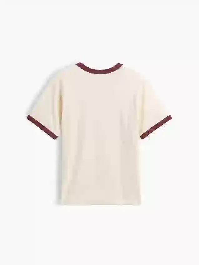 T-shirt à col rond et bordures contrastées pour enfant, imprimé « New York »