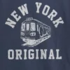 T-shirt à col rond et bordures contrastées pour enfant, imprimé « New York »