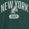 T-shirt à col rond et bordures contrastées pour enfant, imprimé « New York »