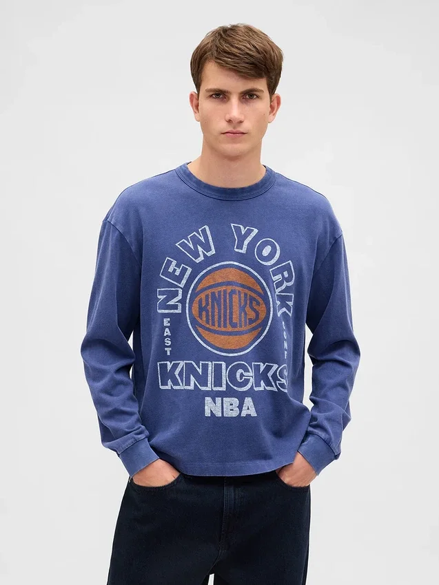 T-shirt court à motif NBA New York Knicks
